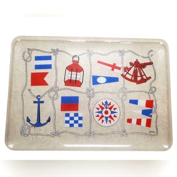 Stotter Other - Vntg Stotter Nautical Rope Tray. 18x12". Clear Acrylic w/ Red, White, and Blue